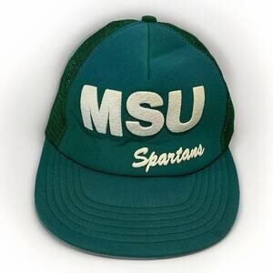 Vintage Michigan State University Trucker Mesh Snapback Hat 80s Used Condition